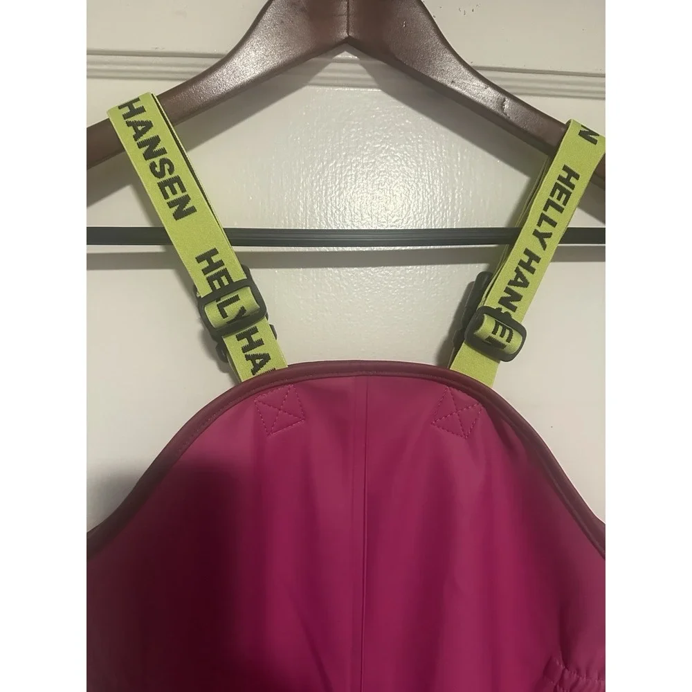 HELLY HANSEN Pink Bib Pants Yellow Straps Top Youth Size 104/4 Girls